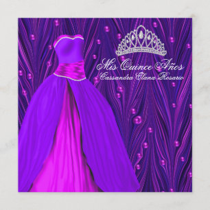 Convite Festa de Quince Anos Rosa e Roxo