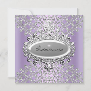 Convite Festa de Quinceanera 15 Lilás Roxo Branco Diamante