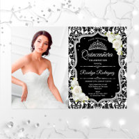 Festa De Quinceanera Com Foto - Preto Prateado Bra