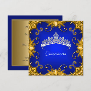 Convite Festa de Quinceanera Coroa Tiara Dourada Branca Bj
