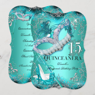 Convite Festa de Quinceanera de Aniversário Brilho Azul-Ma