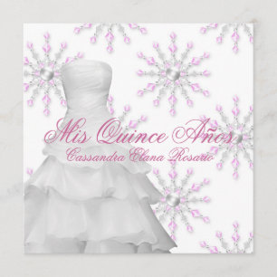 Convite Festa de Quinceanera Pink Winter Wonderland