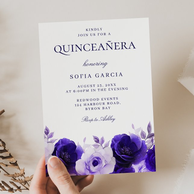 Convite Festa de Quinceanera, Rosas Elegantes Azuis da Mei (Criador carregado)