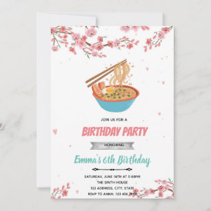 Convite Festa de ramen com pernoite de flor de cerejeira