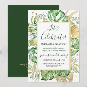 Convite Festa de Recepção de Casamento Elopement Tropical