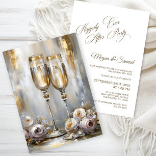 Convite Festa de Recepção de Casamento Felizes para Sempre