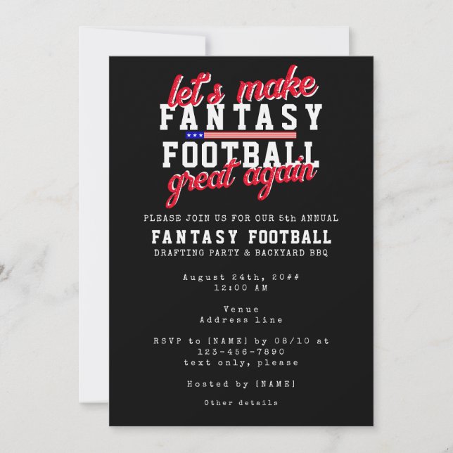 Convite Festa de Redação da Liga de Futebol de Fantasy (Frente)