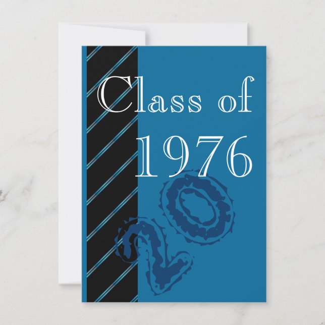 Convite Festa de reunião de classe de listras azuis (Frente)