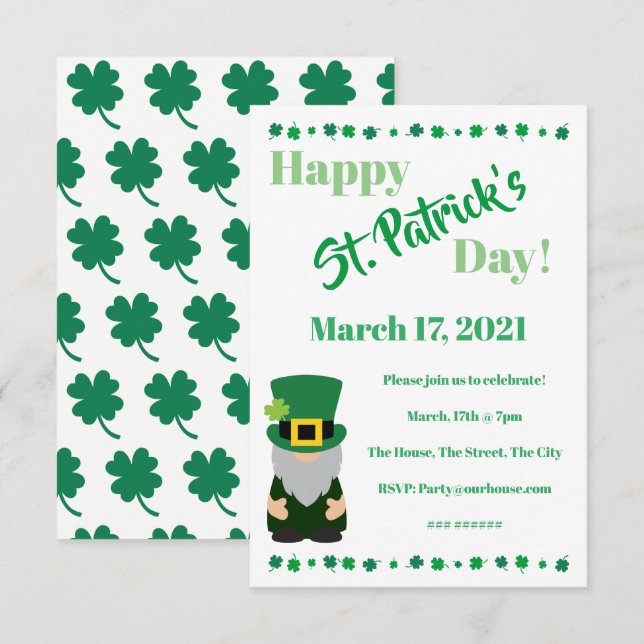 Convite Festa de reunião do dia de São Patrício (Frente/Verso)