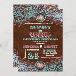 Convite festa de revelação de cowboy ou cowboy ocidental