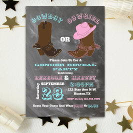 Convite festa de revelação de cowboy ou cowboy ocidental