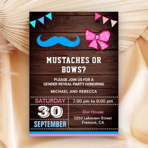 Convite Festa de Revelação de Gênero Bigodes ou Laços
