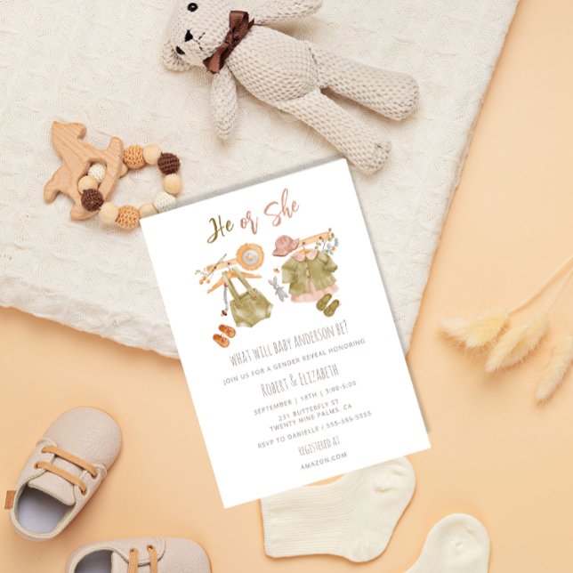 Convite Festa de Revelação de Gênero Boho com Aquarela (Criador carregado)