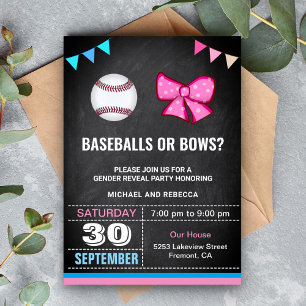 Convite Festa de Revelação de Gênero com Bolas de Beisebol