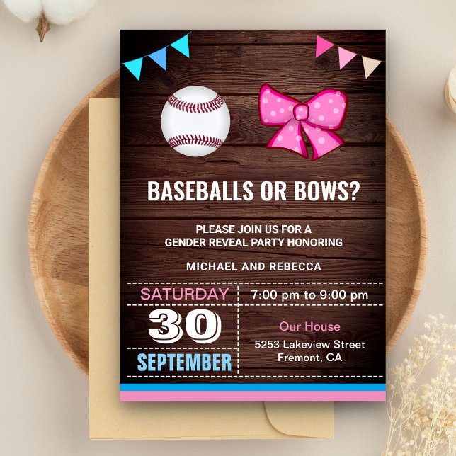 Convite Festa de Revelação de Gênero com Bolas de Beisebol (Criador carregado)