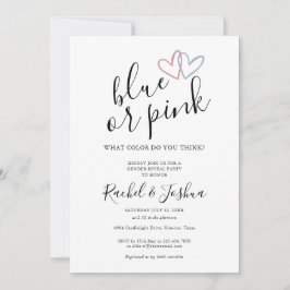 Convite Festa de Revelação de Gênero Corações Azuis ou Ros