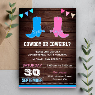 Convite Festa de Revelação de Gênero Cowboy ou Cowgirl