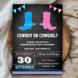 Convite Festa de Revelação de Gênero Cowboy ou Cowgirl