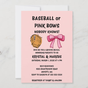 Convite Festa de Revelação de Gênero de Beisebol ou Laços