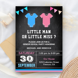 Convite Festa de Revelação de Gênero Little Man ou Little