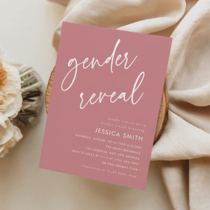 Convite Festa de Revelação de Gênero Minimalista Rosa Empo