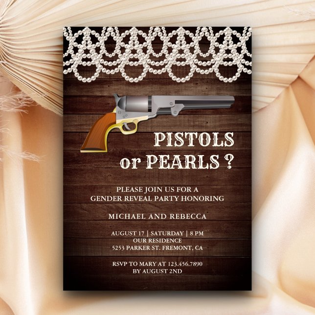 Convite Festa de Revelação de Gênero Pistolas ou Pérolas (Criador carregado)
