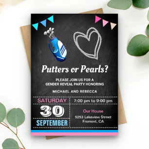 Convite Festa de Revelação de Gênero Putters ou Pérolas