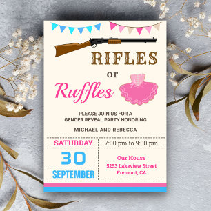 Convite Festa de Revelação de Gênero Rifles ou Ruffles