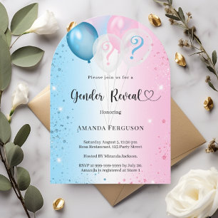 Convite Festa de revelação de gênero rosa azul bebê menino
