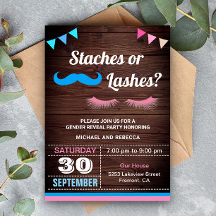 Convite Festa de Revelação de Gênero Staches ou Cílios