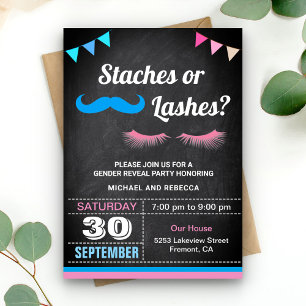 Convite Festa de Revelação de Gênero Staches ou Cílios