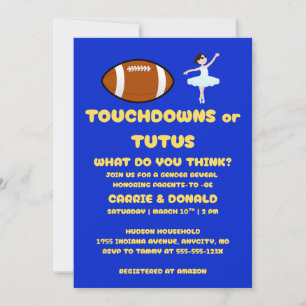 Convite Festa de Revelação de Gênero Touchdowns ou Tutus