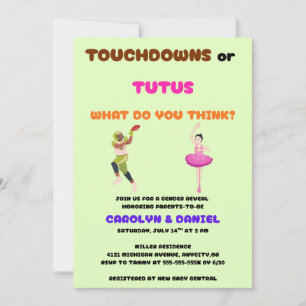 Convite Festa de Revelação de Gênero Touchdowns ou Tutus