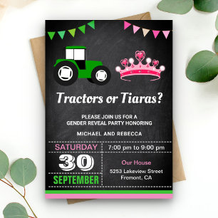 Convite Festa de Revelação de Gênero Tratores ou Tiaras