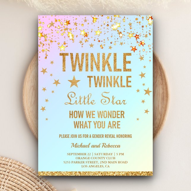 Convite Festa de Revelação de Gênero Twinkle Twinkle Littl (Criador carregado)
