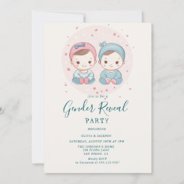 Convite Festa de Revelação de Menino Rosa e Azul ou Menino