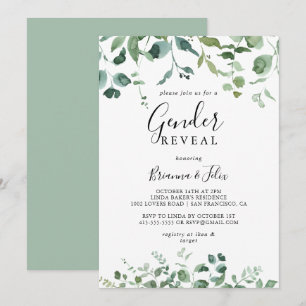 Convite Festa de Revelação de Sexo de Foliagem de Script
