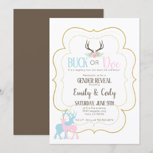 Convite Festa de Revelação do Sexo do Bebê Buck ou Doe Chá