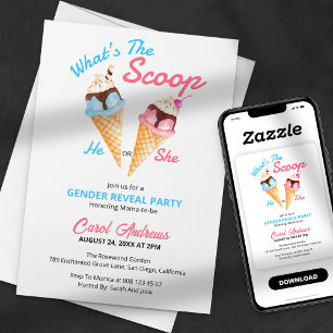 Convite Festa de Revelação do Sexo do Bebê Simple What's T