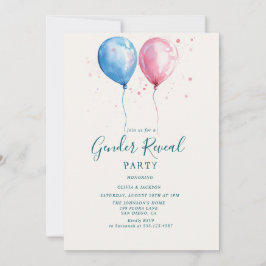 Convite Festa de Revolução de Gênero, Balões de Rosa e Azu