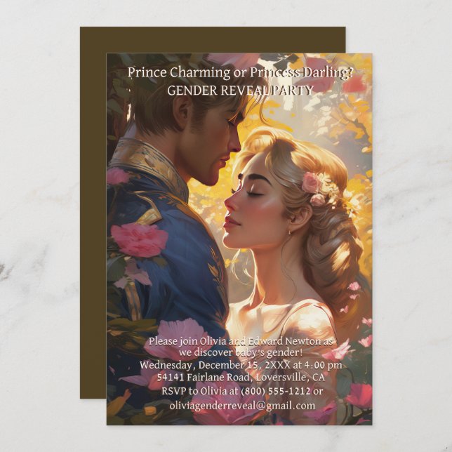 Convite Festa de Revolução de Gênero Prince ou Princesa Co (Frente/Verso)