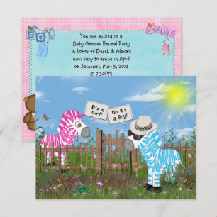 Convite Festa de Revolução de Sexo Infantil Zebra