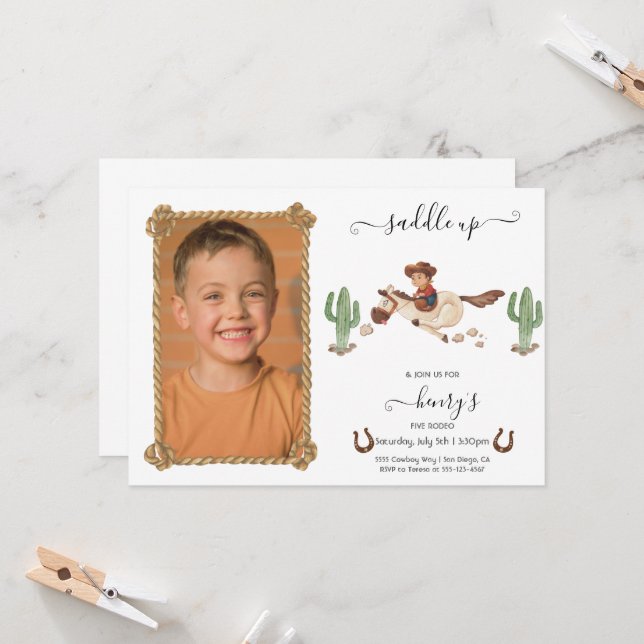 Convite Festa de Rodeio de Aniversário do CowBoy (Frente/Verso In Situ)