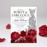 Convite Festa de Rosa vermelha do Palhaço de Vestido<br><div class="desc">Festa de aniversário de 40 anos do Palhaço de Rosa vermelha do Silver Dress - 40 e um convite fabuloso Ver coleção correspondente em Niche e Nest Store Muitos obrigados</div>