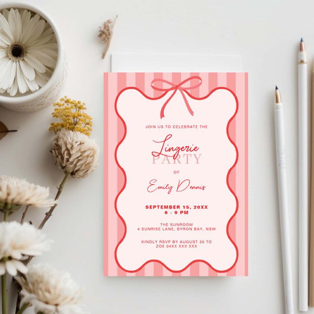 Convite Festa de Roupas Íntimas com Borda Retro Caprichosa (Criador carregado)