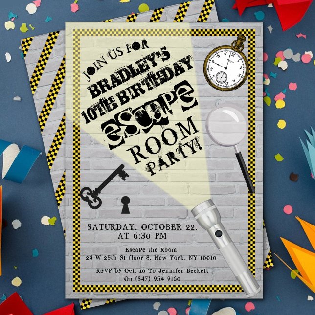 Convite Festa de Sala de Fuga Moderna Qualquer Idade Anive (Criador carregado)