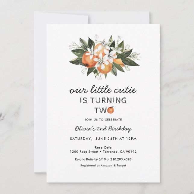 Convite Festa de segundo aniversário Cutil Virando Dois (Frente)