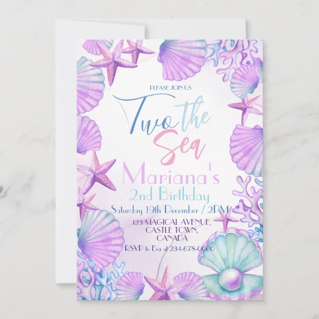 Convite Festa de segundo aniversário das Garotas do Mar Do (Frente)