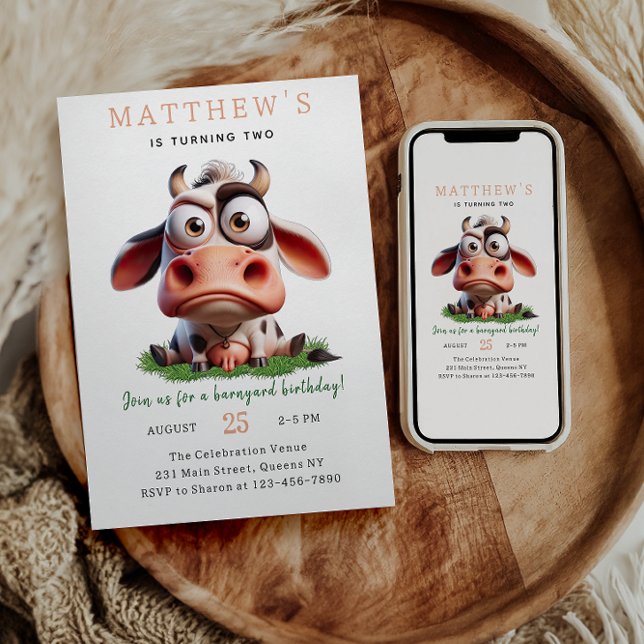 Convite Festa de segundo aniversário de Animais de Criação (Criador carregado)