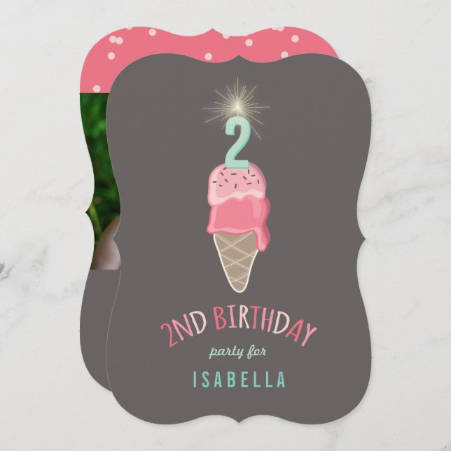 Convite Festa de segundo aniversário de Garota Vendedor de (Frente/Verso)